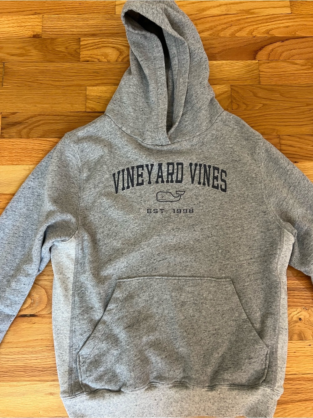 Vineyard Vines Grey Pullover Hoodie with Navy Logo